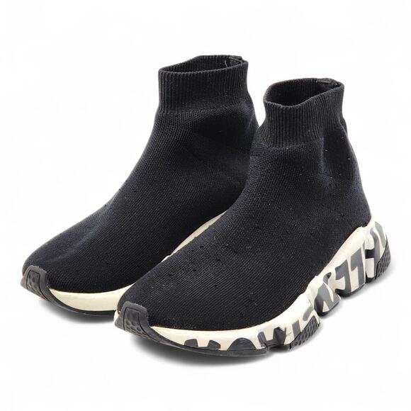 Balenciaga Graffiti Speed Sock Knit Women's Sneakers Black EU 36 US 6 - Picture 1 of 11
